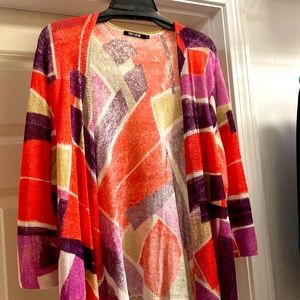 Nic & Zoe multicolor linen cardigan size 1X